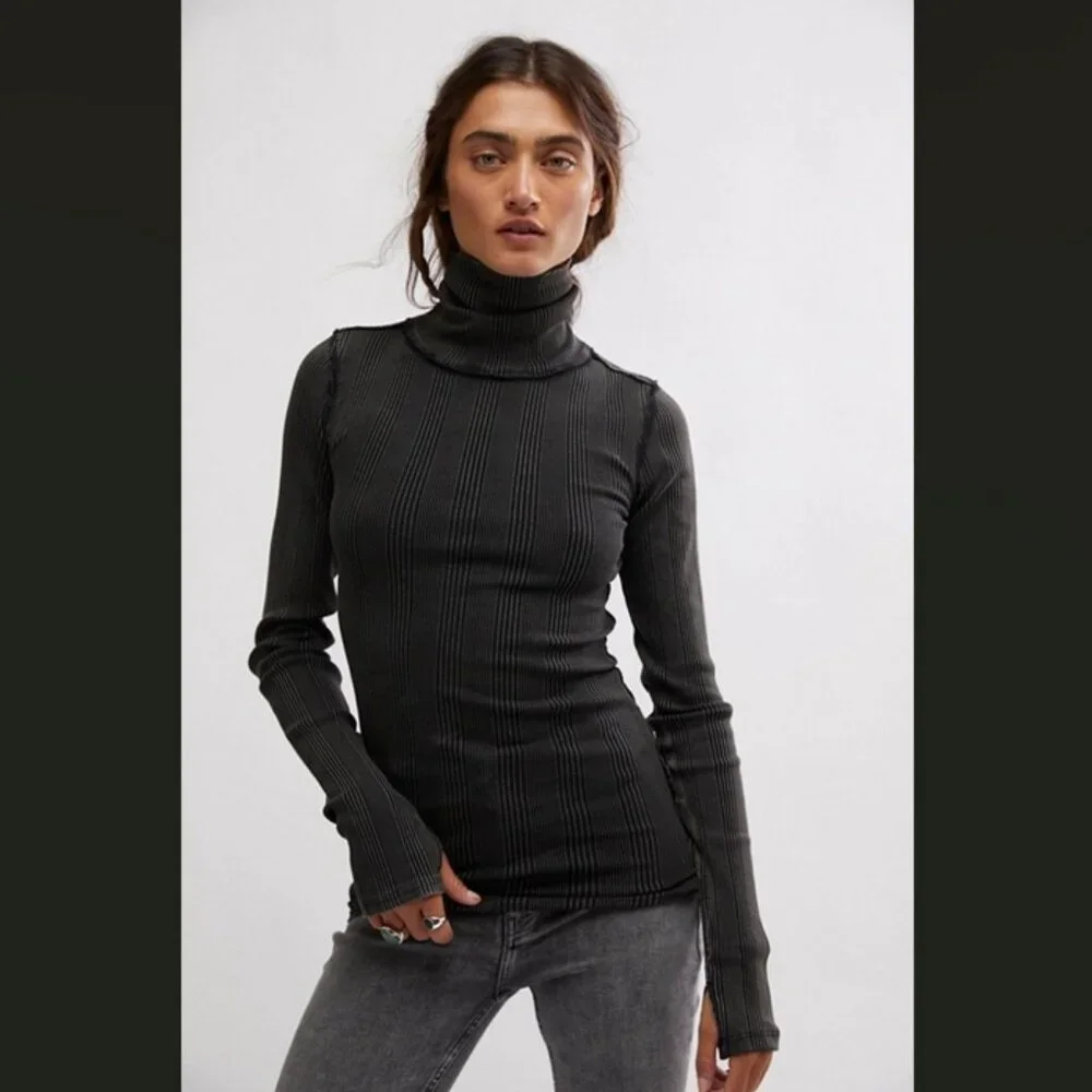 NEW Free People Brynn Turtleneck Sweater IN black 267 1J6